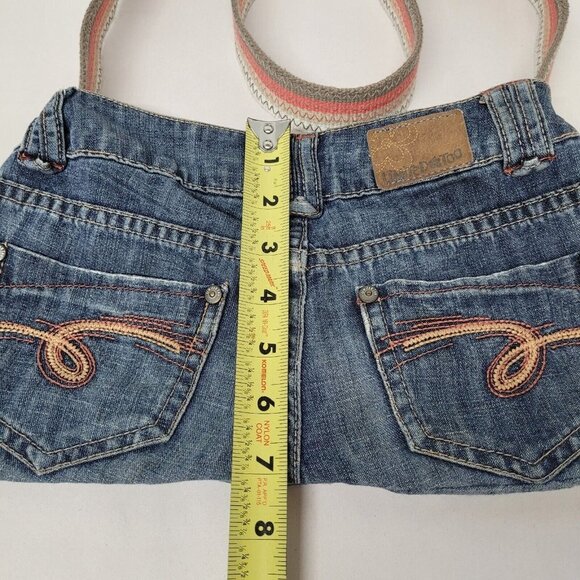 Handmade Upcycled Purse Blue Jeans 4 Compartments Canvas Belt Strap - Picture 4 of 7